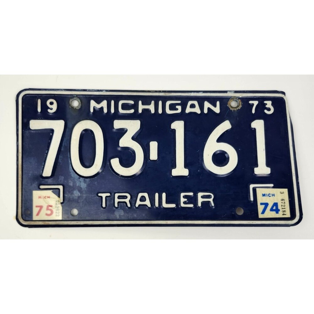 1973 State of Michigan Vintage License Plate 703-161